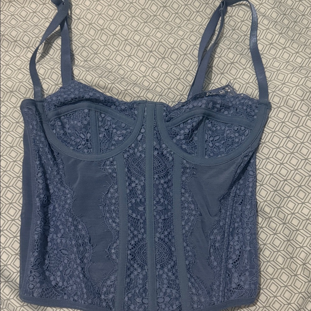 Blue Lace Bustier Top
